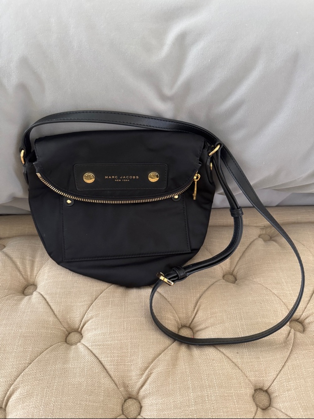 Marc Jacobs Black Crossbody Bag with Gold Hardware